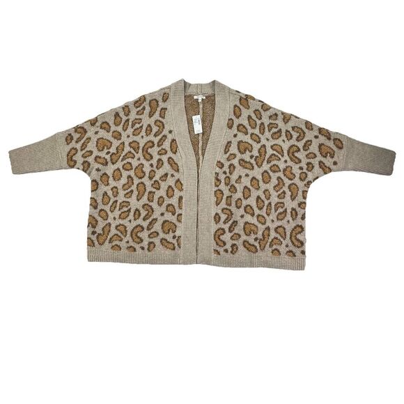 Maurices Leopard Print Cropped Open Cardigan Sweater 1X Tan Brown Soft Knit NWT - Picture 5 of 11